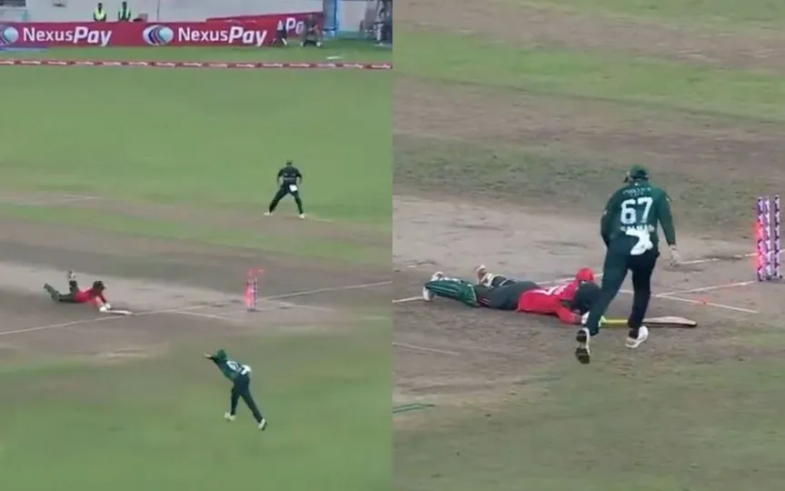 Agha Salman Roars At Hridoy's Face; Gives Fitting Send-Off After Stunning Direct Hit Agha Salman Roars At Hridoy's Face; Gives Fitting Send-Off After Stunning Direct Hit