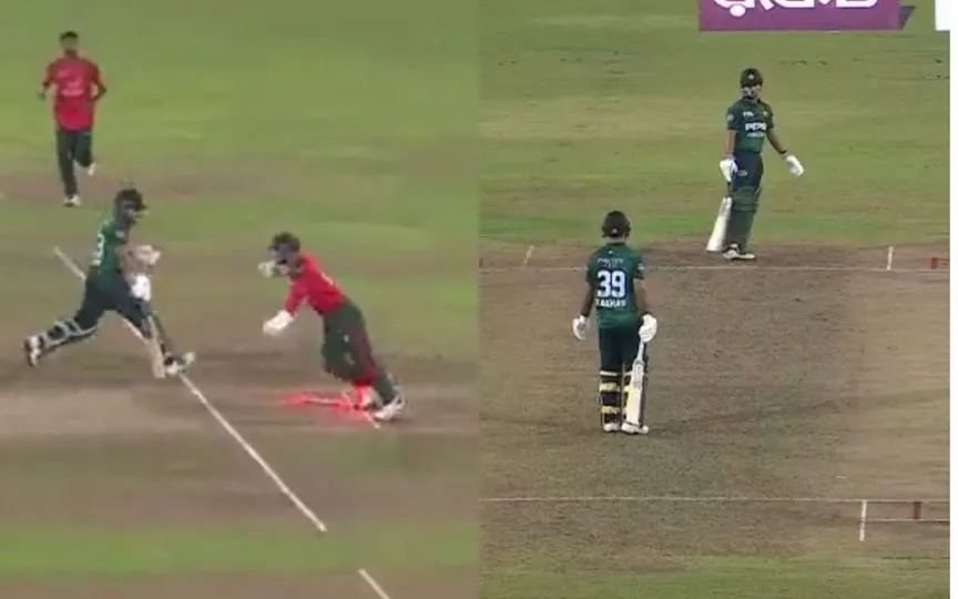 Saim was run out for 1 [Source: @HassnAbbasian_, @Cricjunaizdaily/X]