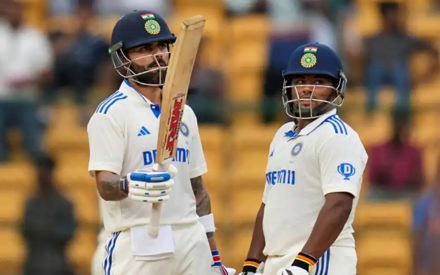 Virat Kohli and Sarfaraz Khan [Source: @CricCrazyJohns/x.com]