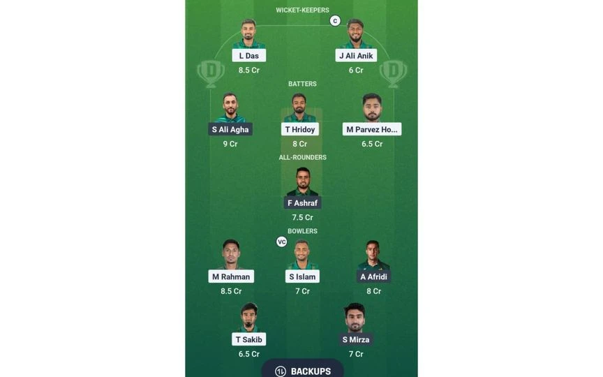 BAN vs PAK, 3rd T20I: Dream11 Team 2 [Source: @Dream11 App]