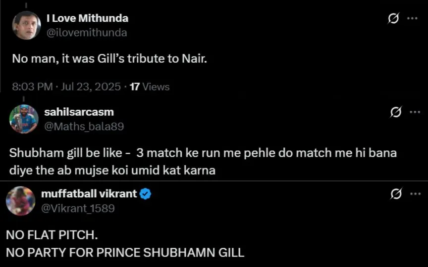 Fans Tweet (Source: @ilovemithunda, @Maths_bala89, @Vikrant_1589/X.com)