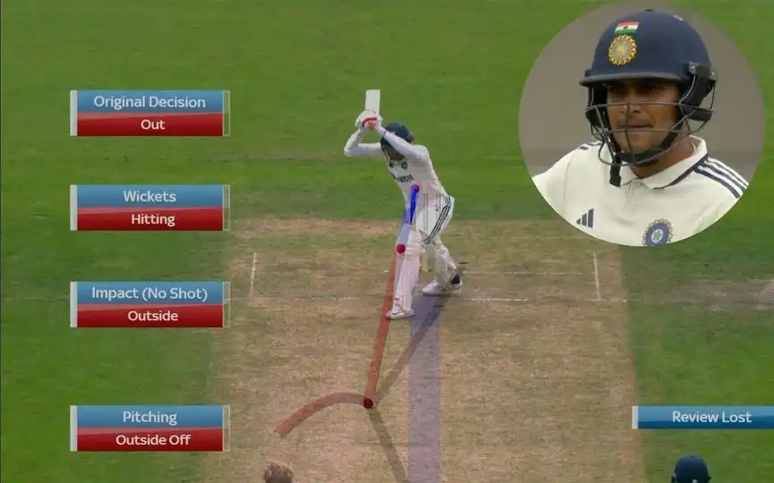 Shubman Gill dismissed by Ben Stokes [Source: @wittybinod, @ravimane53/X.com]