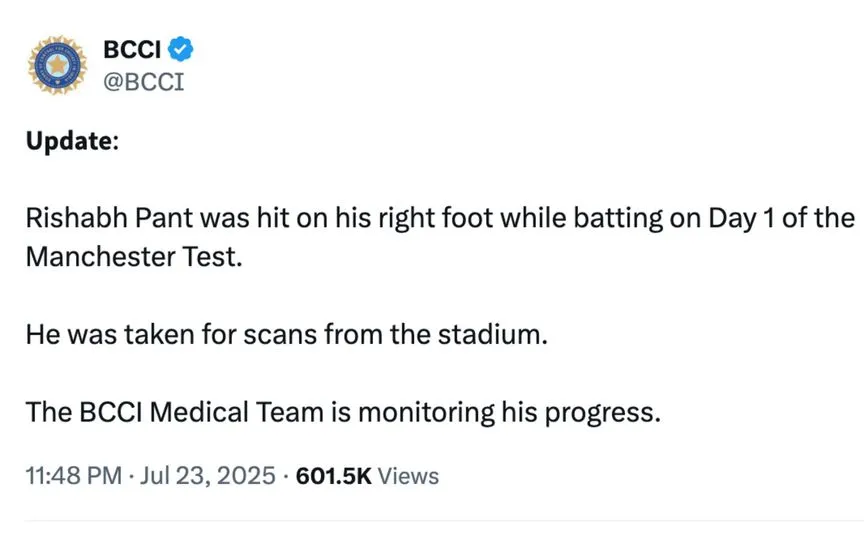 BCCI का ट्वीट [स्रोत: @BCCI/X.com]