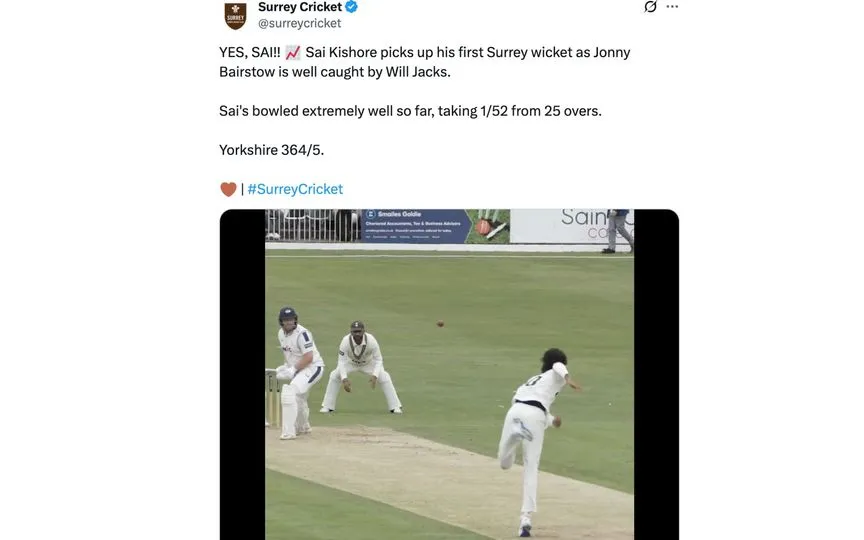 Surrey's tweet [Source: @surreycricket/X.com]