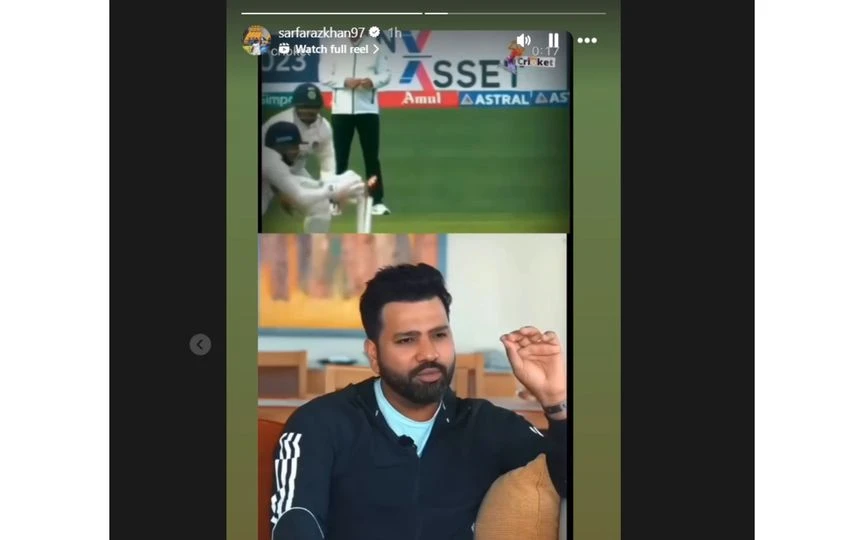 Sarfaraz Khan's Instagram Story (Source:@sarfarazkhan97/instagram.com)