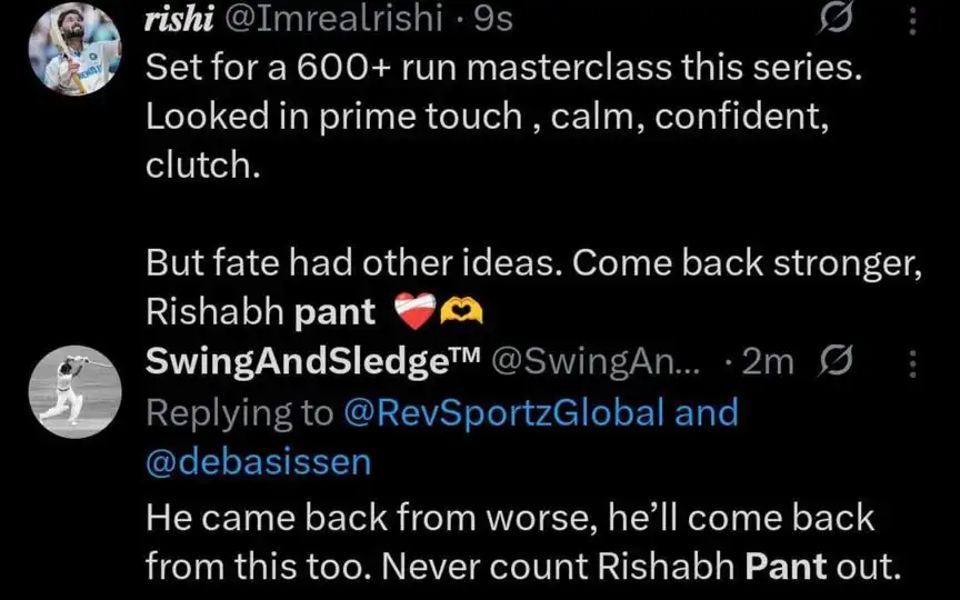 Fans Tweet on Rishabh Pant. [Source - x.com]