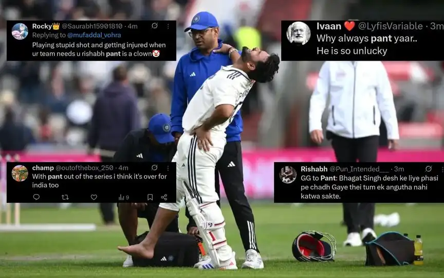 Rishabh Pant out of England Series. [Source - TheBarmyArmy/x.com]