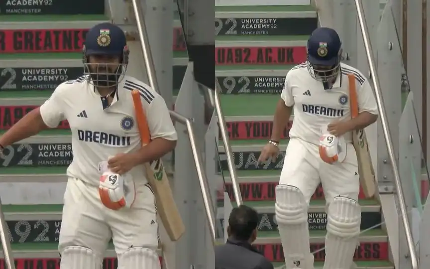 Rishabh Pant walks out to bat in Fourth Test vs England [Source: @vinayakkm, @gyanudatt8/x.com]
