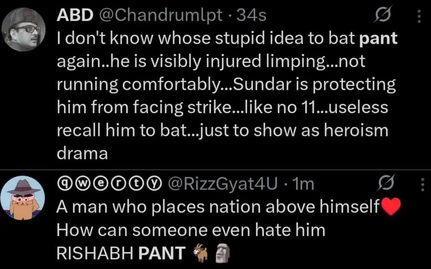 Fan tweets on Rishabh Pant. [Source - x.com]