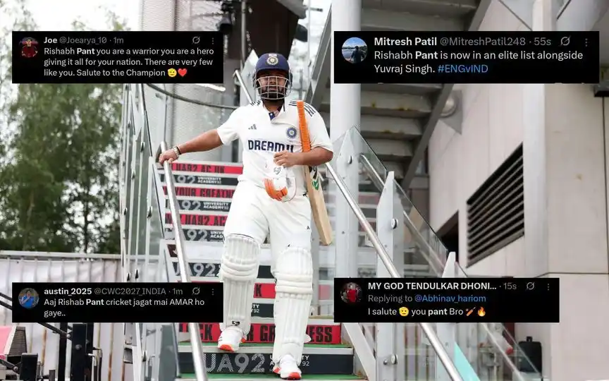 "Salute You Legend": Fans React To Rishabh Pant’s Brave Return To Bat In Manchester Test