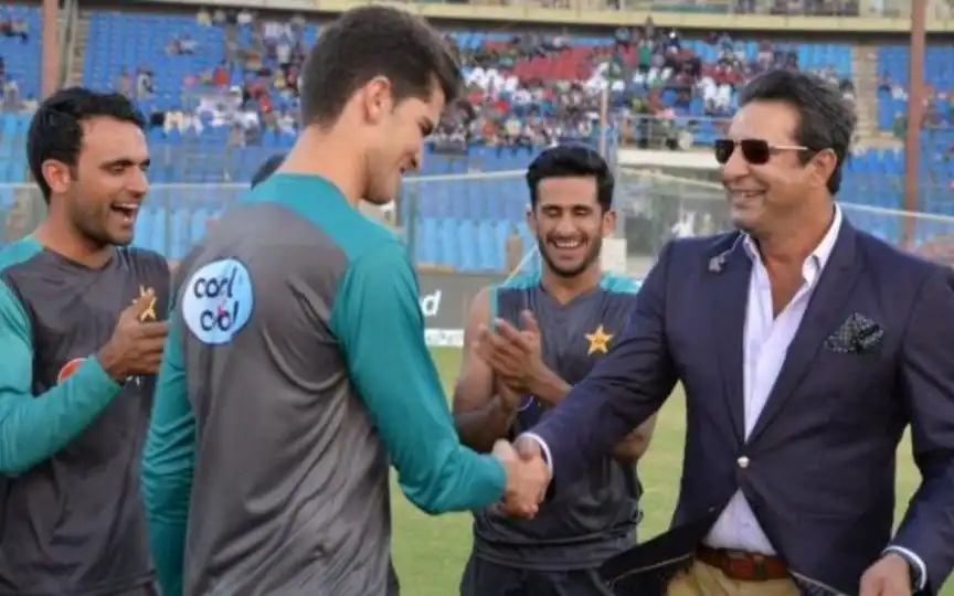 Shaheen Afridi received his first international cap from legendary Pakistani bowler Wasim Akram. (@TheRealPCB)