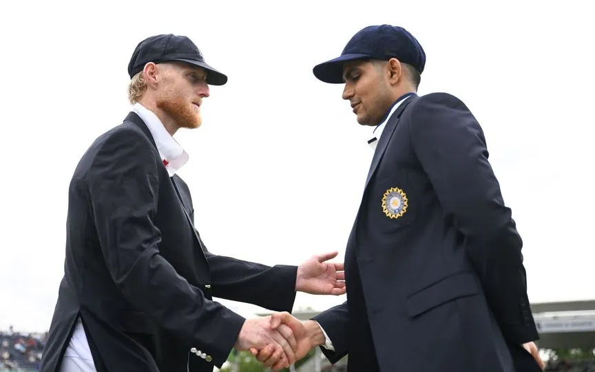 Ben Stokes and Shubman Gill at toss [Source: @englandcricket/X.com]