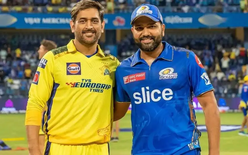 MS Dhoni and Rohit Sharma [Source: @pratyush_no7/x.com]