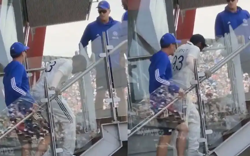 Jasprit Bumrah Limping Off The Field [Source: @Jerseyno93/X.com]