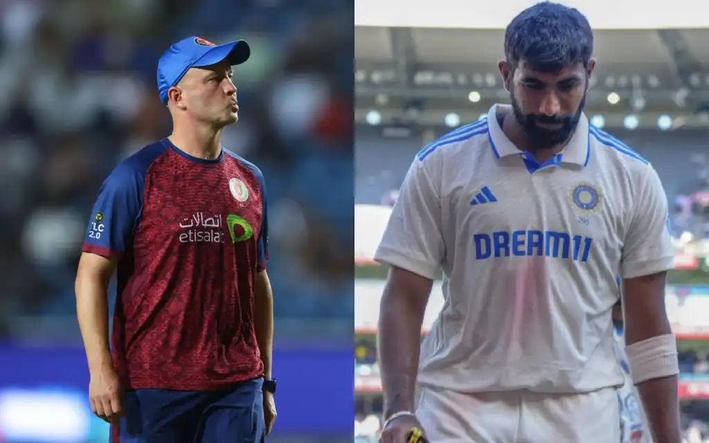 Jonathan Trott and Jasprit Bumrah (Source: @ICC/X.com, @RR_for_LIFE/X.com)
