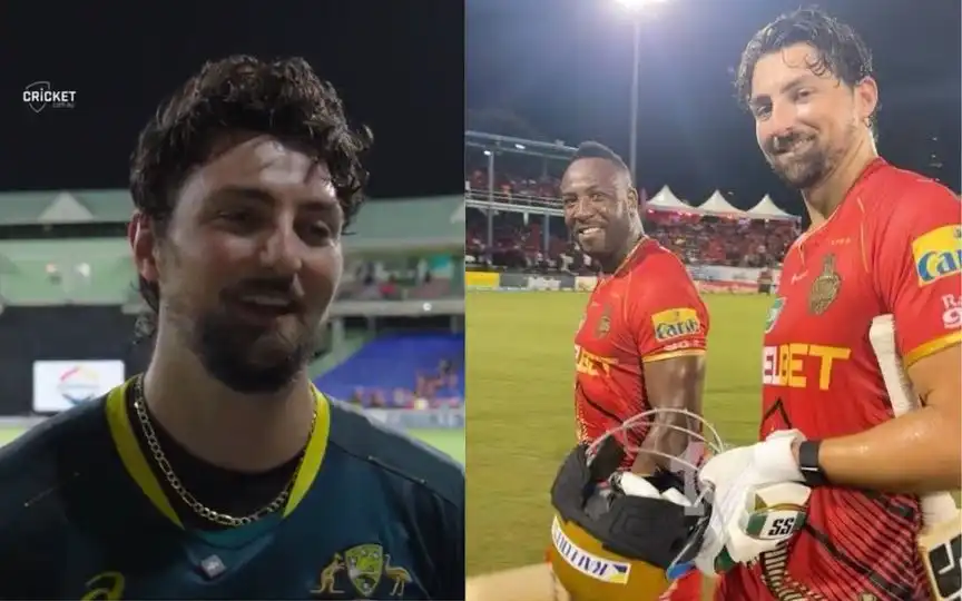 Tim David and Andre Russell [Source: @cricketcomau, @switch_hit18/x]