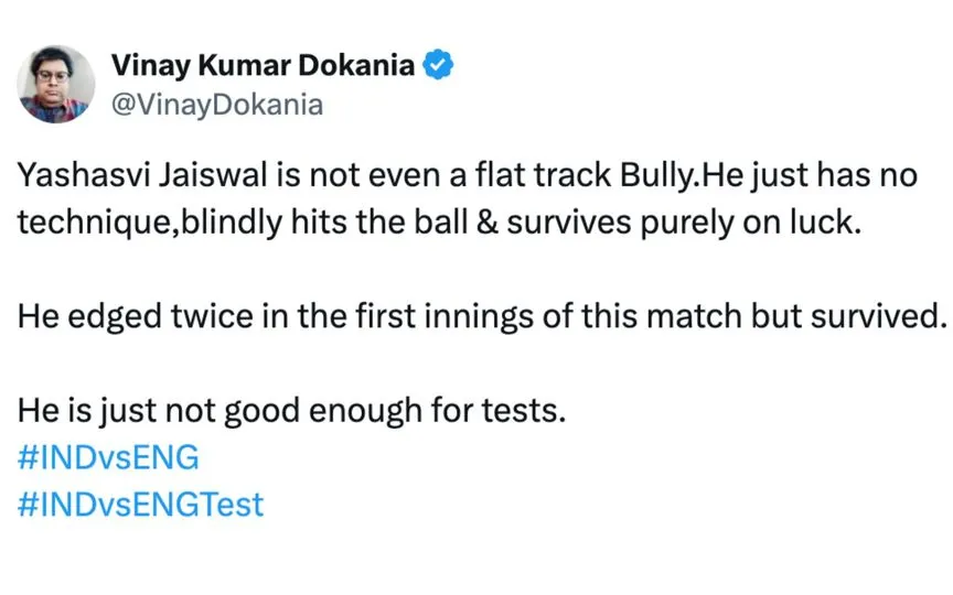 Fan tweet [Source: @VinayDokania/X.com]