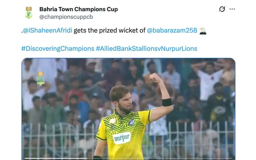 Champions One-Day cup tweet [Source: @championscuppcb/X.com]