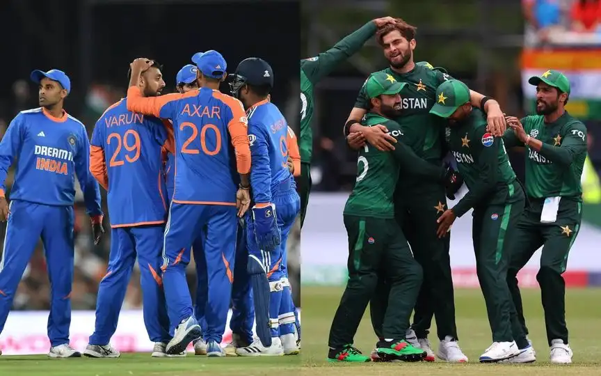 भारत और पाकिस्तान [Source: @ICC, @himanshux_/X]
