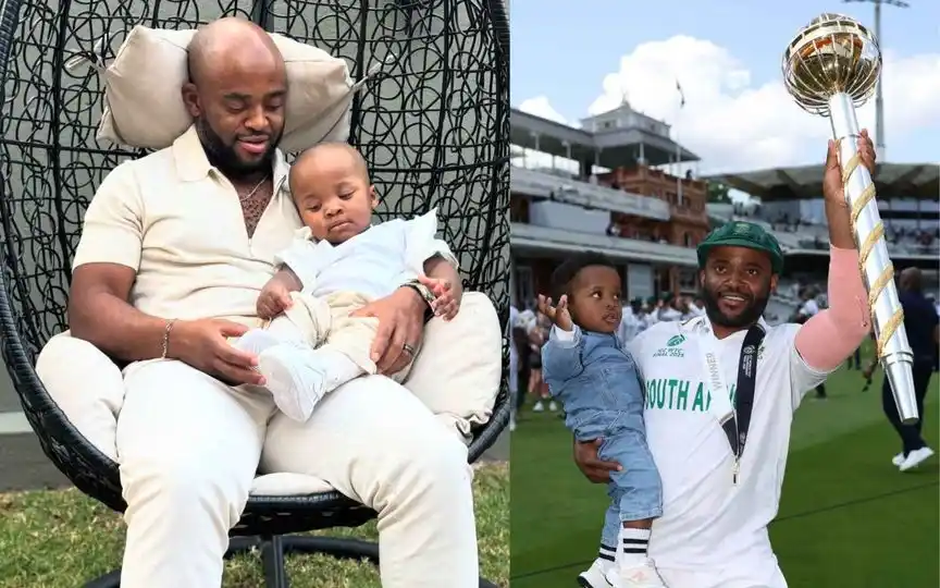 Temba Bavuma with his son (Source:@CricCrazyJohns,x.com)