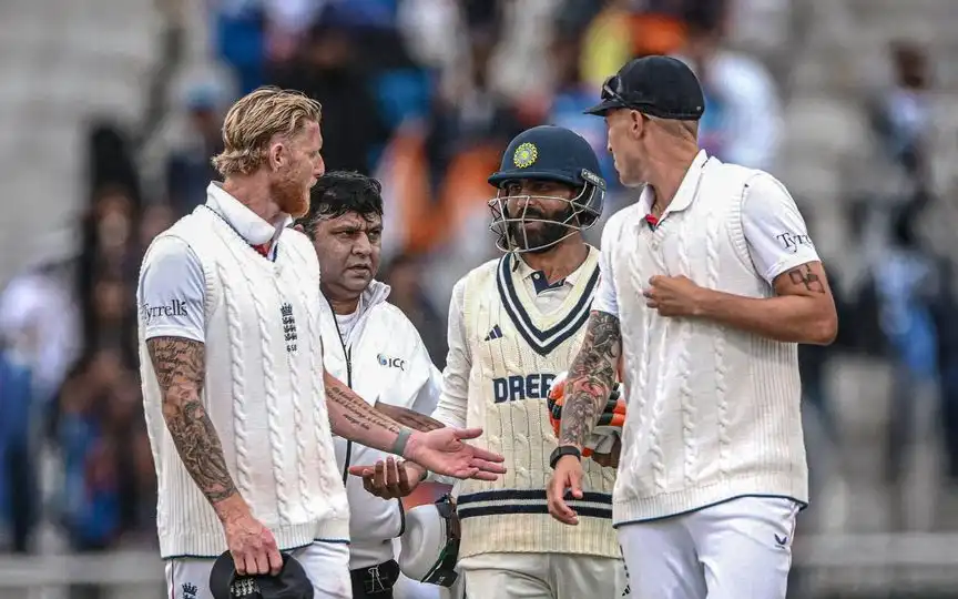 Ben Stokes and Ravindra Jadeja [Source: @mayankcdp/x.com]