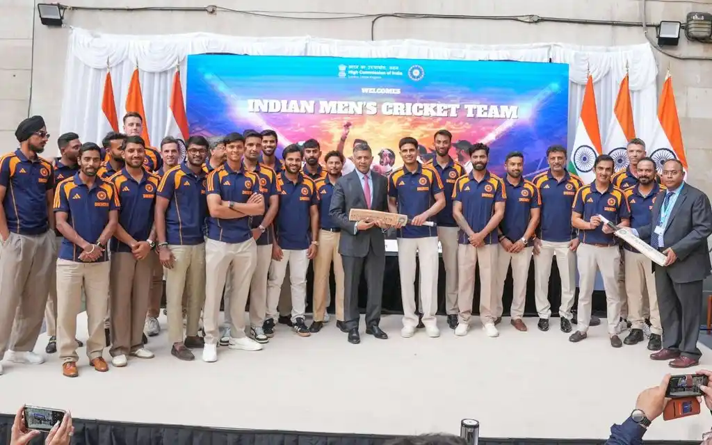 Indian team at High Commission of India [Source: @BCCI/x]