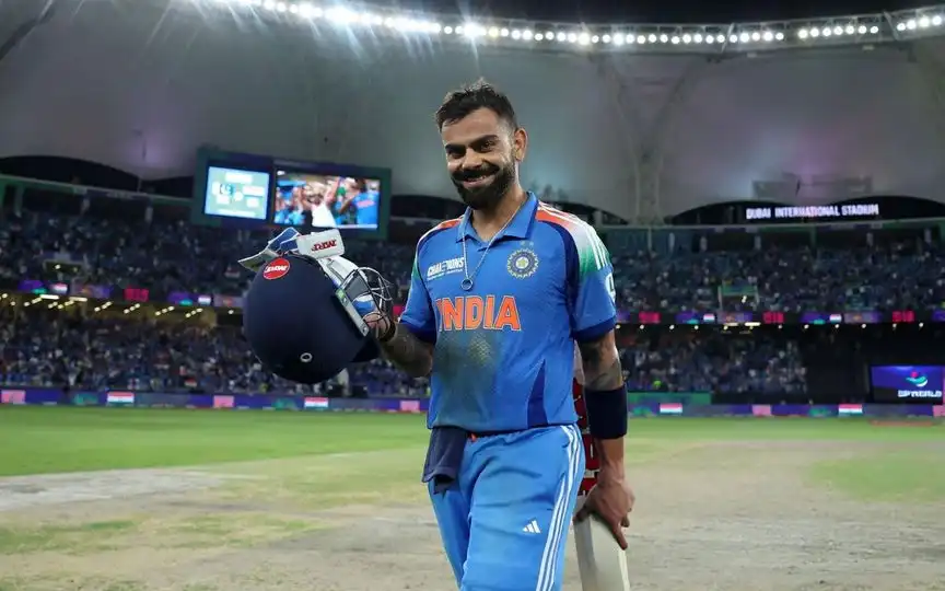Virat Kohli after the most memorable chase vs Pakistan (X.com/@ViratFanTeam)