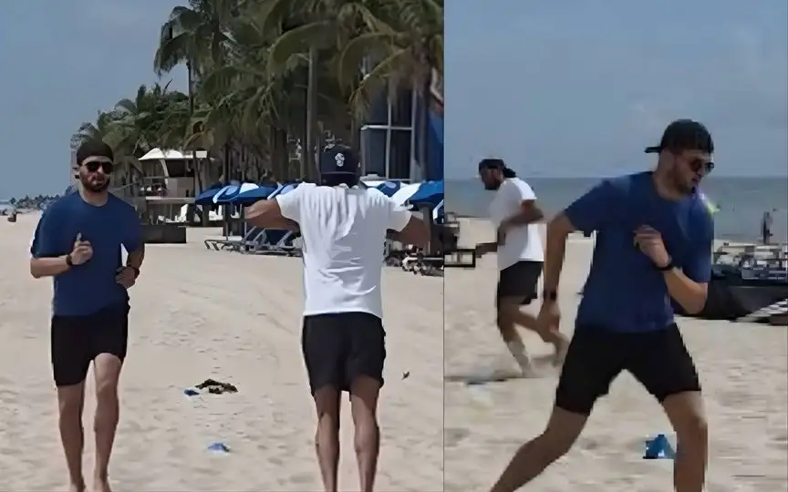 Shaheen Afridi Soaks Sun, Sweats It Out To Lead Pakistan's Beach Training In Florida Shaheen Afridi Soaks Sun, Sweats It Out To Lead Pakistan's Beach Training In Florida