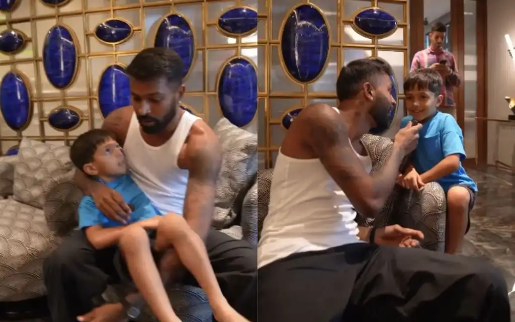 Hardik Pandya with son Agastya [Source: @hardikpandya93/x]