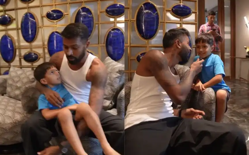Hardik Pandya with son Agastya [Source: @hardikpandya93/x]