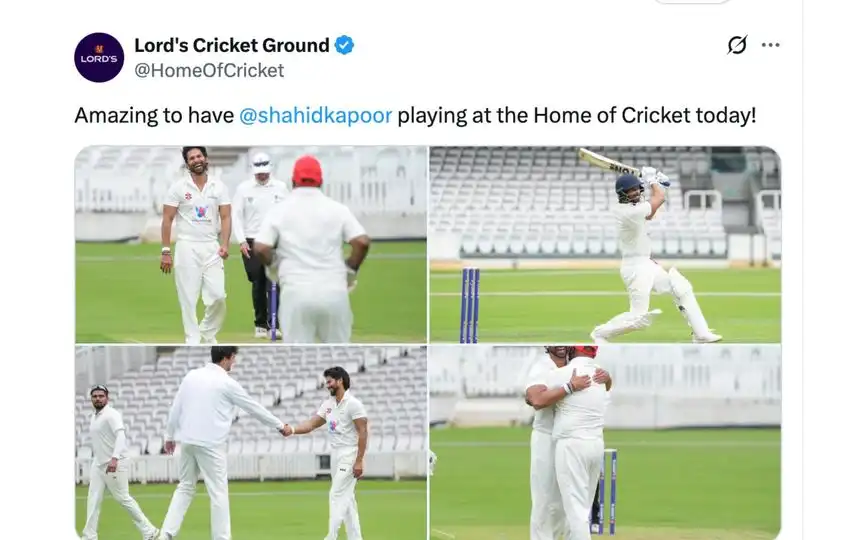 Shahid Kapoor at Lord's [Source:  @HomeOfCricket/X.com]