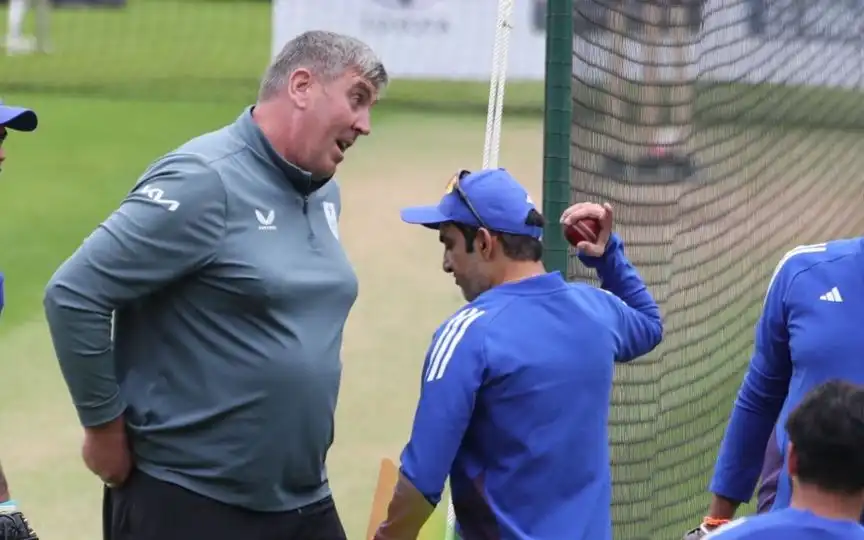 Gautam Gambhir in fight with Lee Fortis [Source: @IANS/X.com]