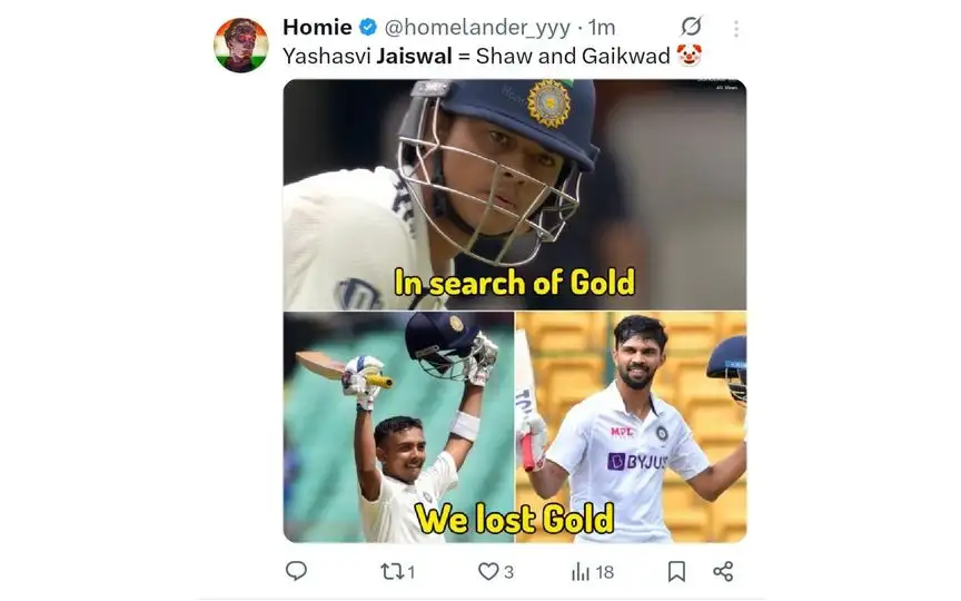 TR on Yashasvi Jaiswal. [Source - homelander_yyy/x.com]