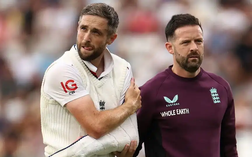 Chris Woakes won't participate in the remainder of the Test [Source: AFP]