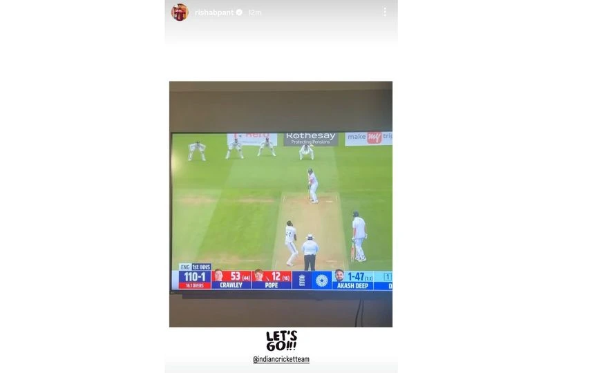 Rishabh Pant's IG story [Source: @CricCrazyJohns/X.com]