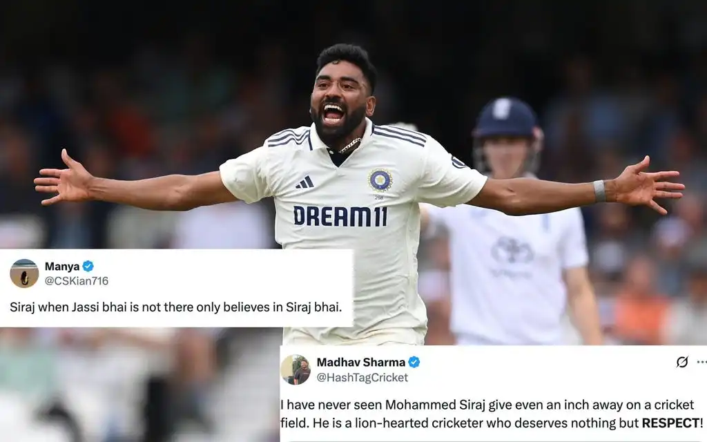 Mohammed Siraj earns fans' love with heartening spell [Source: @1sInto2s, @CSKian716,  @HashTagCricket/X.com]