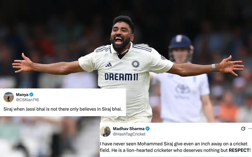 Mohammed Siraj earns fans' love with heartening spell [Source: @1sInto2s, @CSKian716,  @HashTagCricket/X.com]