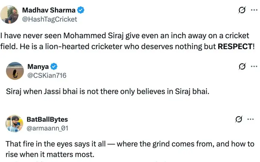 Fan tweets [Source: @HashTagCricket, @CSKian716, @armaann_01/X.com]