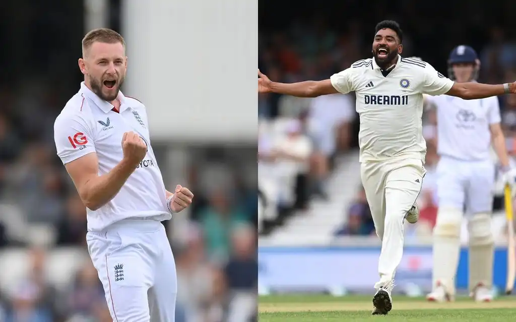 Gus Atkinson and Mohammed Siraj (Source: @englandcricket, @mufaddal_vohra/X.com)