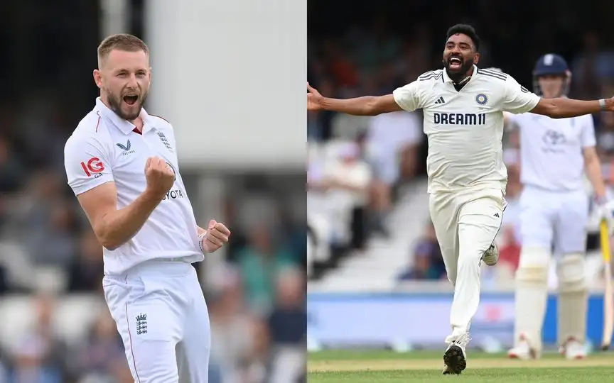 Gus Atkinson and Mohammed Siraj (Source: @englandcricket, @mufaddal_vohra/X.com)