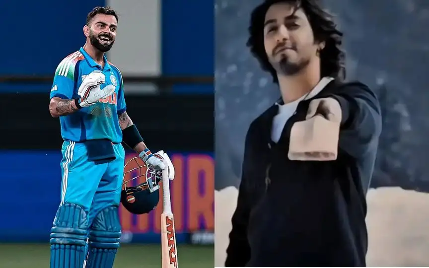 Virat Kohli and Ahaan Panday [Source: @kohliception, @Cricketadd75277/x.com]