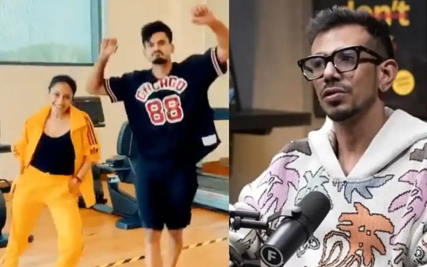 Shreyas, Dhanashree Verma and Yuzvendra Chahal (Source:@mufaddal_vohra/X.com)