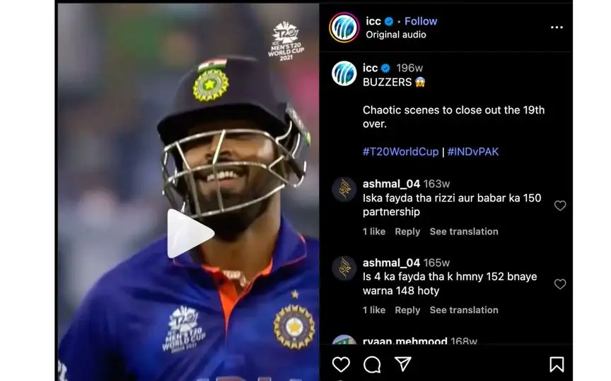 ICC's IG post [Source: @ICC/Instagram]