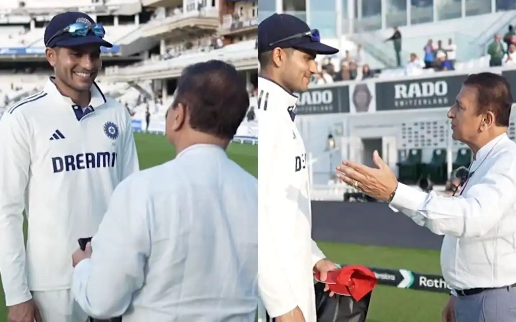 Sunil Gavaskar gives special gift to Shubman Gill [Source: @SonySportsNetwk/X.com]
