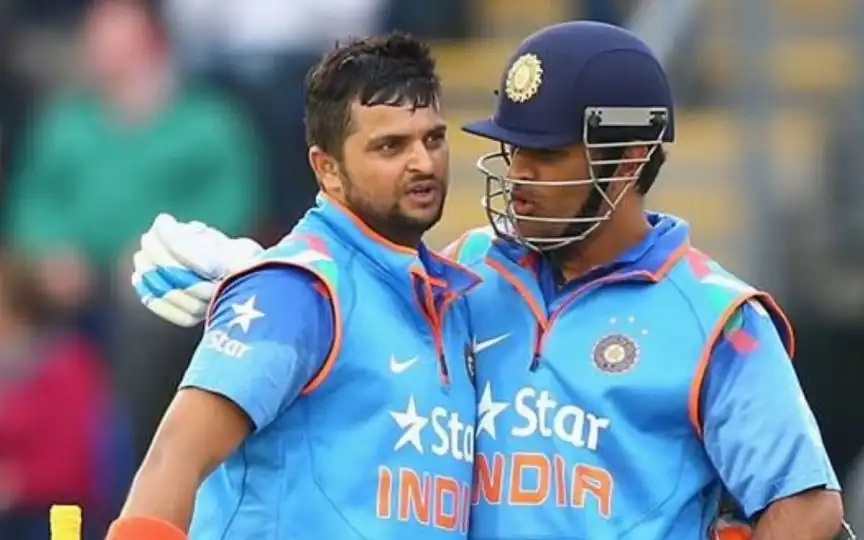 MS Dhoni and Suresh Raina [Source: @sportsflashes/x.com]