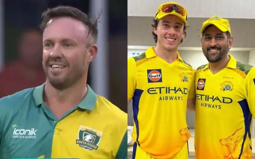 AB de Villiers unhappy to see Dewald Brevis in CSK colours [Source: @BraveStorm17, @CSKFansArmy/x.com]