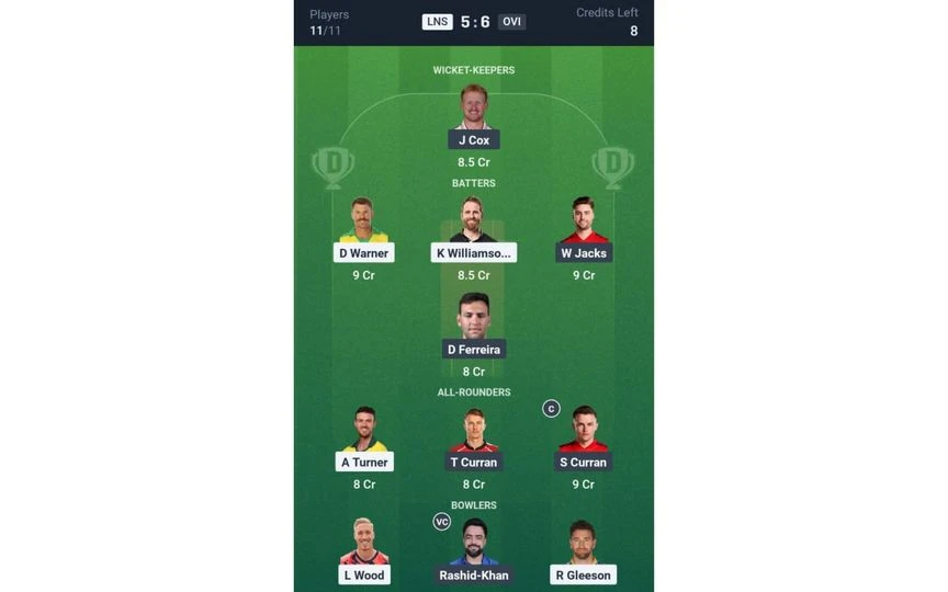 LNS vs OVI, The Hundred Men's 2025: Dream11 Team 1 [Source: @Dream11 App]