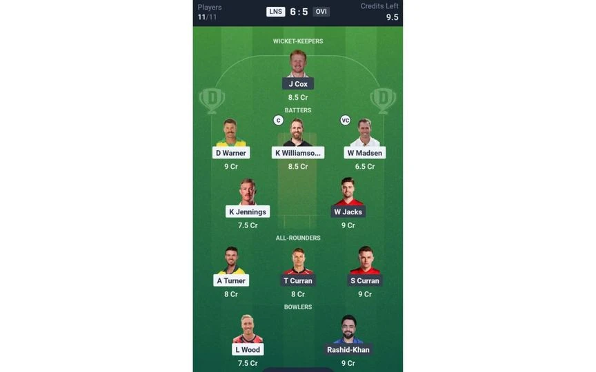 LNS vs OVI, The Hundred Men's 2025: Dream11 Team 2 [Source: @Dream11 App]