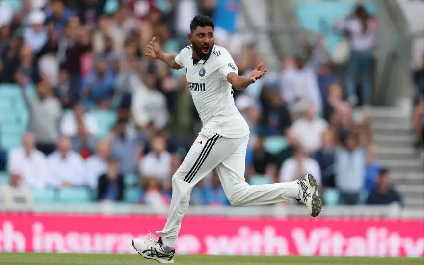 मोहम्मद सिराज पांचवें दिन विकेट का जश्न मनाते हुए [स्रोत: @BCCI/x]