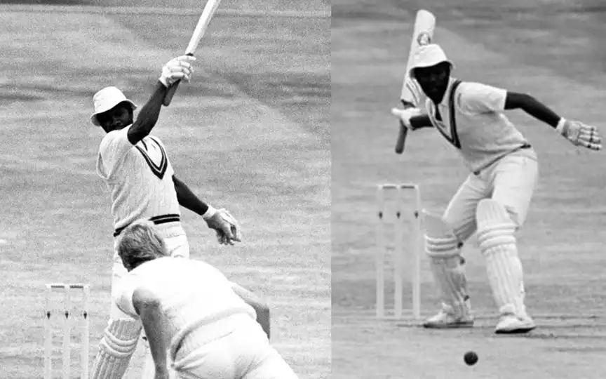 Malcolm Marshall  batting with one hand [Source: @amitpadda/X.com]